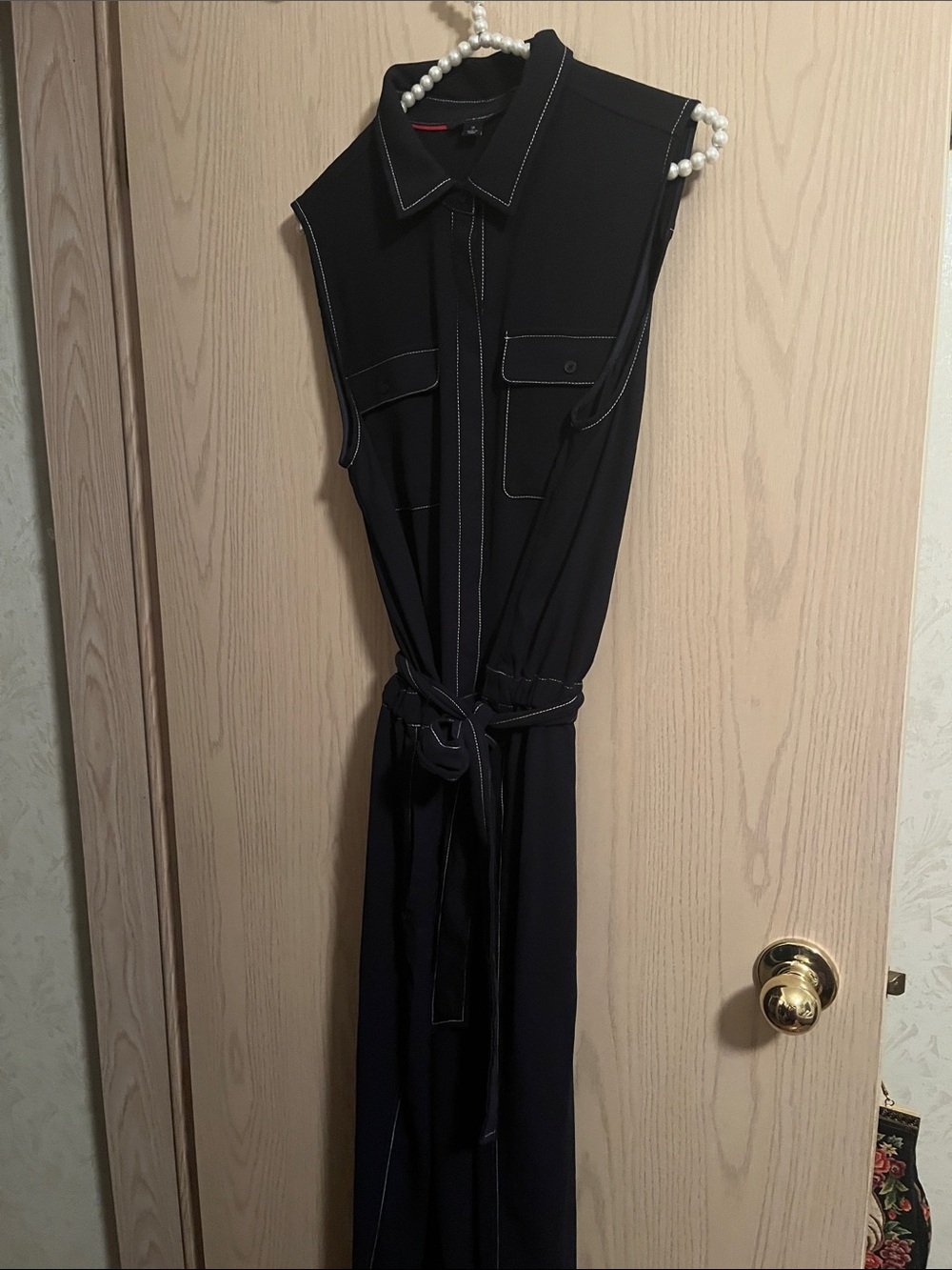 Sleeveless Black Jumpsuit  with Contrast Stitching